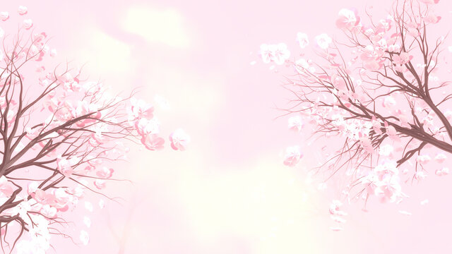 3d rendering picture of cherry blossom pink sky.