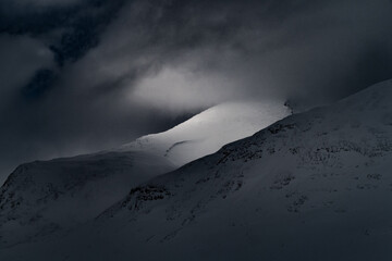 snowy winter landscape of Sarek national park in swedish lappland