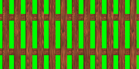 fence made of boards seamless texture illustration on the background of chroma key
