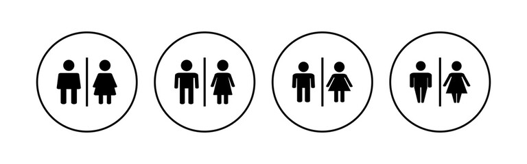 Toilet icon set. restrooms icon vector. bathroom sign. wc, lavatory