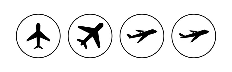 Plane icon set. Airplane icon vector. Flight transport symbol. Travel illustration. Holiday symbol