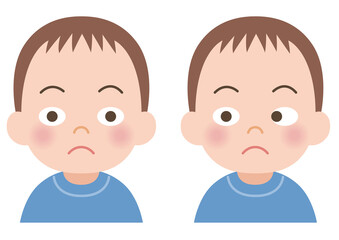 斜視の男の子のイラスト