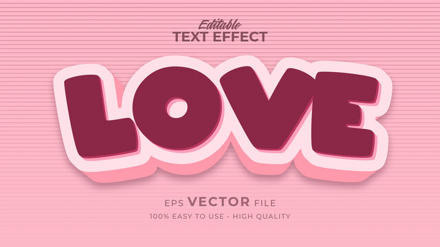 Editable text style effect - love text style theme