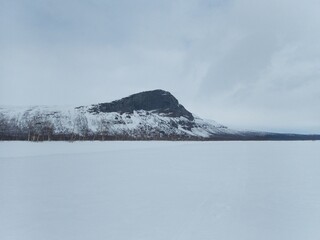 snowy winter landscape of Sarek national park in swedish lappland