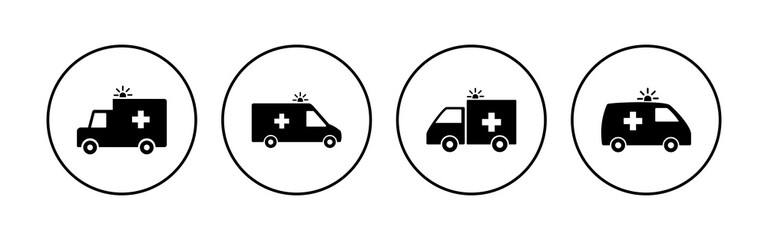 Ambulance icon set. ambulance truck icon vector. ambulance car