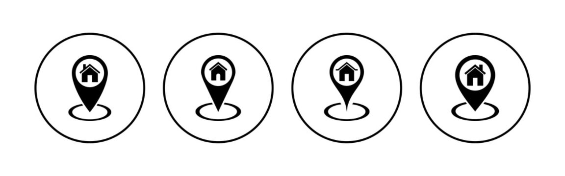 address icon set. home location icon vector