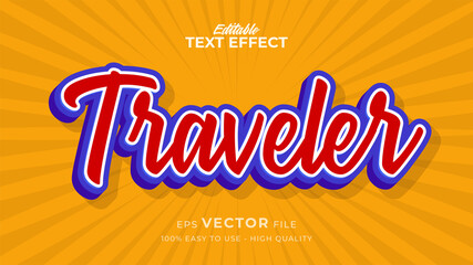 Editable text style effect - traveler script text style theme