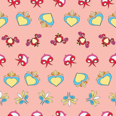 Vector pastel background Brittany celtic, Breton trational folklore symbols seamless pattern. Seamless pattern background