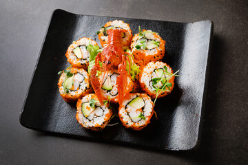 sushi with crayfish and avocado