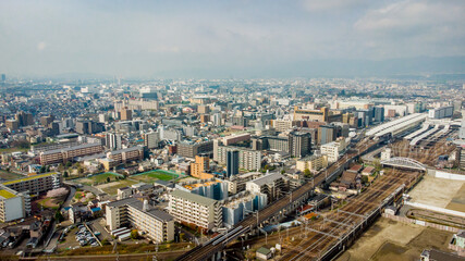 Fototapeta na wymiar Skyline Aerial view in Kyoto