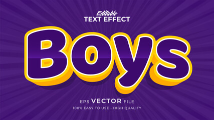 Editable text style effect - boys cartoon text style theme