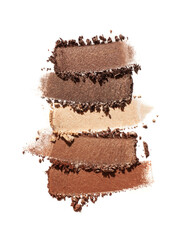 Make-up texture nude brown beige eye shadow smudge isolated white background swatch