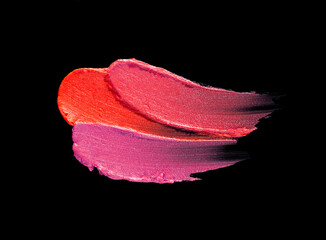 Red pink orange lipstick black background texture smudged