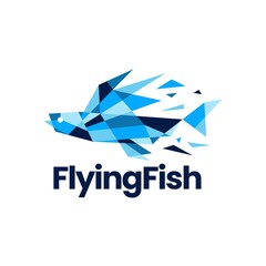 Obraz premium flying fish geometric polygonal logo vector icon illustration