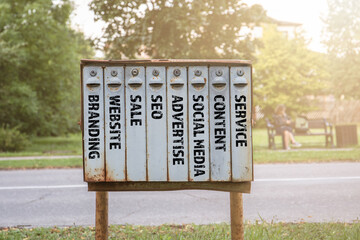 DIGITAL MARKETING Concept. Metal mailboxes on the street