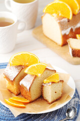 A biscuit citrus cake with oranges