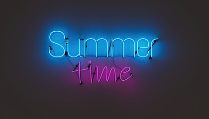 neon lamp with the words SUMMER TIME on a plain wall