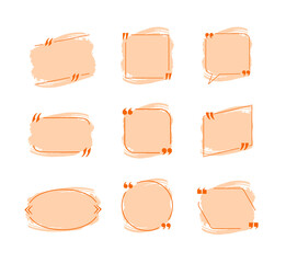 Vector Quote Box Blank Templates, Set, Orange Color, Isolated on White Background Colorful Design Elements Collection.
