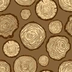 Seamless pattern with wood cuts. Design element for poster, banner, card. Vector illustration