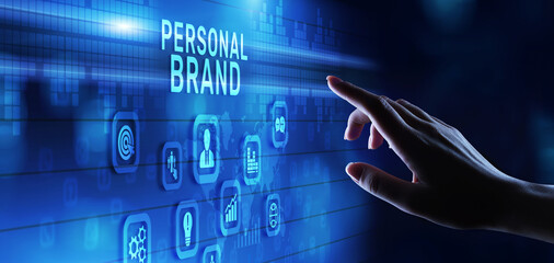 Personal branding development marketing concept on virtual screen