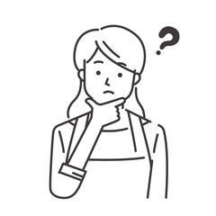 疑問に思うエプロン姿の若い女性