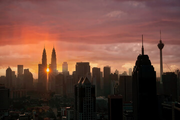 Fototapeta na wymiar View of downtown Kuala Lumpur city skyline