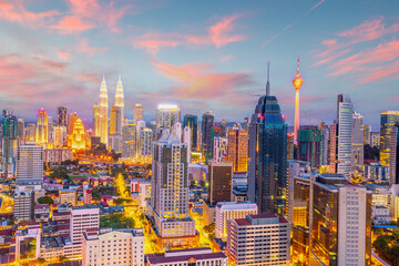 Naklejka na ściany i meble View of downtown Kuala Lumpur city skyline