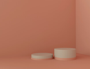 Blank product stands pastel colors background. 3d rendering