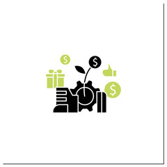 Economic expansion glyph icon.Increase in economic level activity. Rise in GDP. Universal basic income concept.Filled flat sign. Isolated silhouette vector illustration