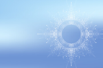 Quantum computer technology concept. Deep learning artificial intelligence. Big data algorithms visualization for business, science, technology. Waves flow, illustration.