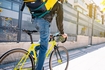 Man who works delivering food by courier to home.
