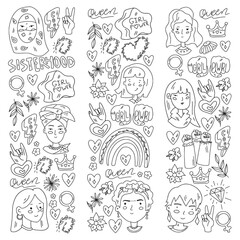 Creative pattern with vector woman. Group of african and indian girls.