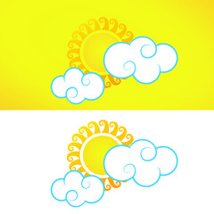 sun and clouds, New year sun object vector design