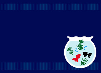 可愛い金魚と水草のイラスト。