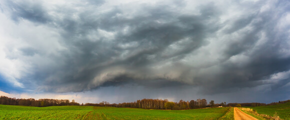 Severe thunderstorm clouds, landscape with storm clouds
