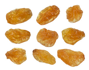golden raisins isolate on white