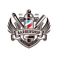 Barber shop vintage logo design illustration 