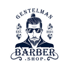Barber shop vintage logo design illustration 