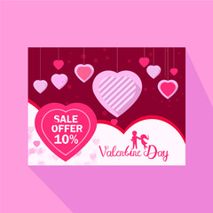 Fototapeta na wymiar valentine card with pink hearts
