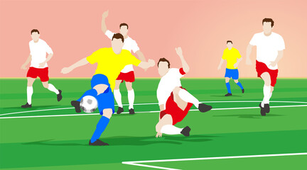 Soccer Volley shoot in the penalty area. Vector