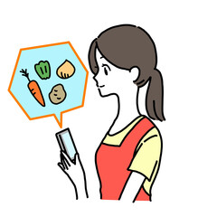 スマホを見る女性