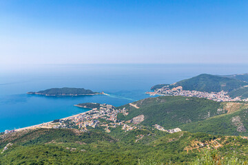 Fototapeta na wymiar Seascape of Budva Riviera in Montenegro