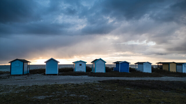 tiny wooden houses at the southern sweedish coast
