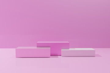3d render pink color cube podiums
