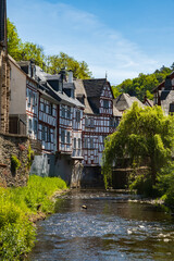 Fototapeta na wymiar View of the beautiful half-timbered houses in the romantic town of Monreal / Germany in the Eifel 
