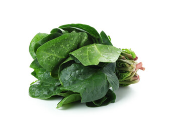 Raw fresh spinach isolated on white background