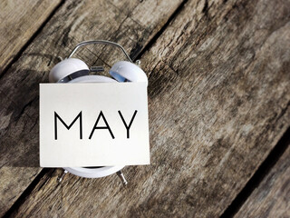 Month of May text background. Stock photo.