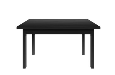 Black office tables. Writing lacquered wood table top with stylish plastic surface.