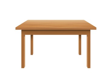 Wood writing tables. Brown table top with stylish plastic surface and trendy classic office.