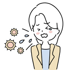 くしゃみをする女性（花粉）